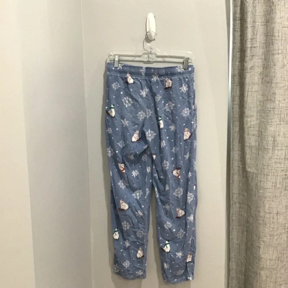 Old Navy Unisex Size Small Flannel Snowman Blue Pajama Pants Winter Bears Sleigh - Picture 3 of 7